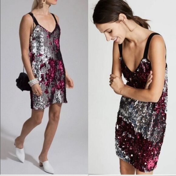 Tanya Taylor Becca Dress in Hot Pink sequins - Picture 2 of 16